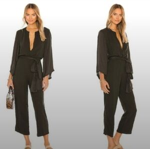 Revolve Indah Army Green Wide Leg Long Sleeves Loose Fit Elastic Waist  Jumpsuit